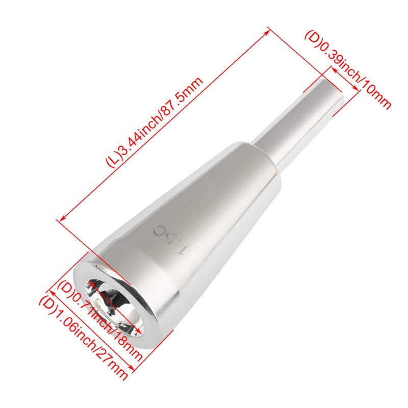 Mxfans Heavyweight Bullet Trumpet Mouthpiece 1.5C - Silver Plated Brass for Standard Trumpet Enhanced Tone & Flexibility for Concert Pop & Jazz - Image 4