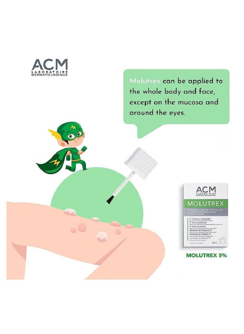 ACM Laboratoire dermatologique - ACM Molutrex 5% Potassium Hydroxide Topical Solution For Molluscum Contagiosum 3ml - Image 1