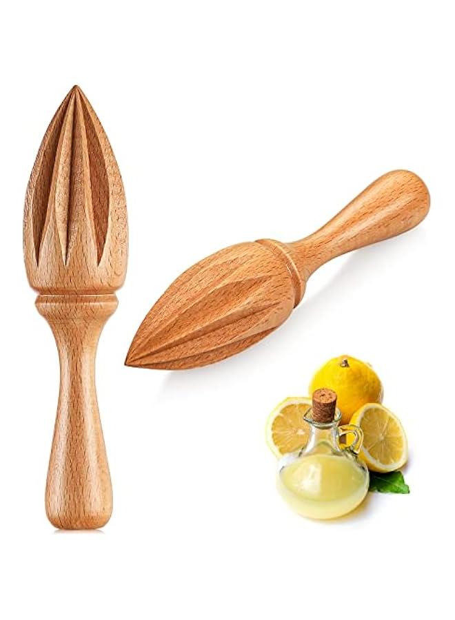 2 Pcs Wooden Citrus Reamer Lemon Hand Juicer Beech Wood Handheld Citrus Juicer Easy to Hold Kitchen Juicing Tool Manual Orange Lime Lemon Juice Reamer Extractor for Daily Home Bar Cafe Restaurant Us  - Image 1