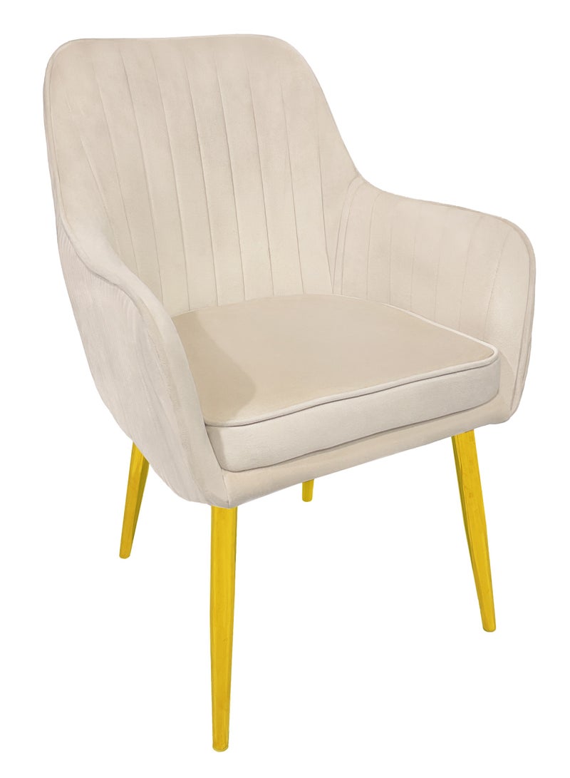 MAPLE HOME DECORATION Maple Home Modern Accent Arm Chairs Living Dining Room Velvet Mid-Century Upholstered Seat Golden Legs  - Image 1