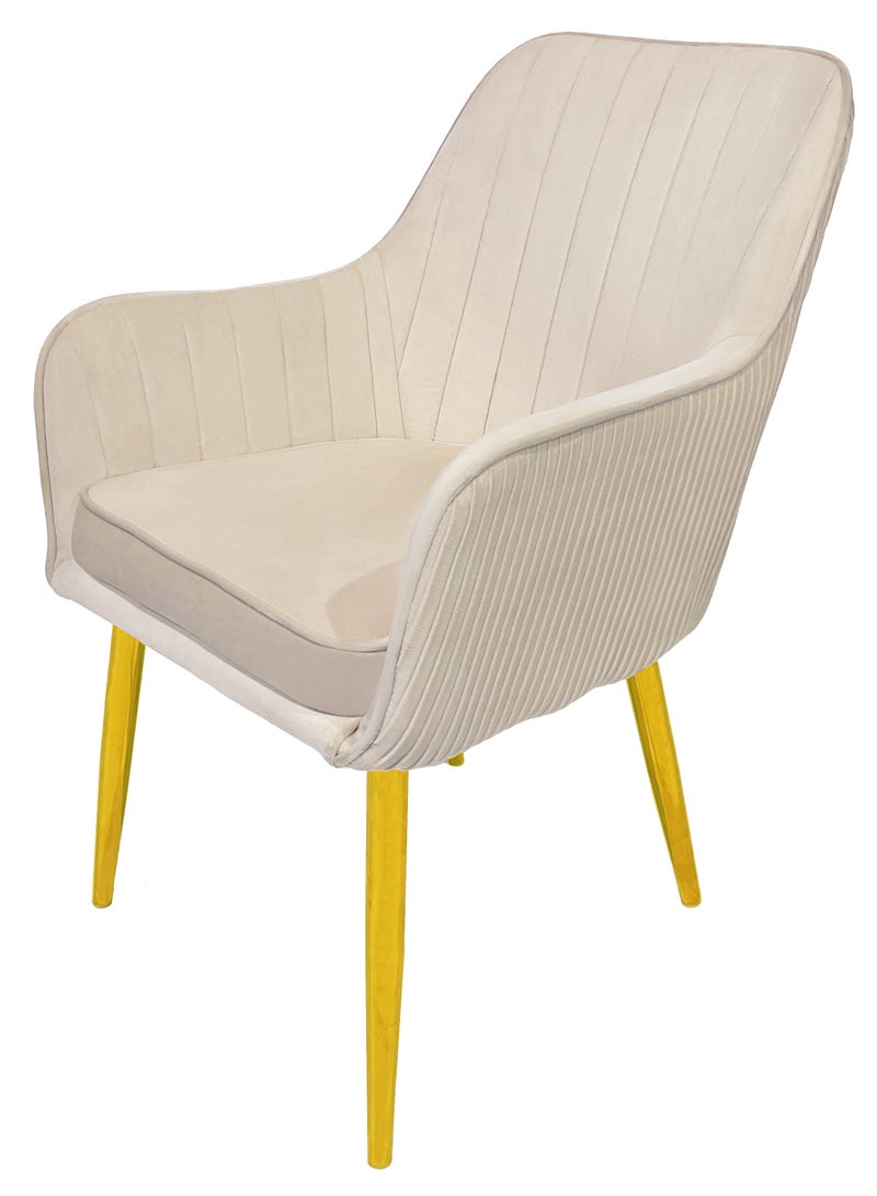 MAPLE HOME DECORATION Maple Home Modern Accent Arm Chairs Living Dining Room Velvet Mid-Century Upholstered Seat Golden Legs  - Image 2