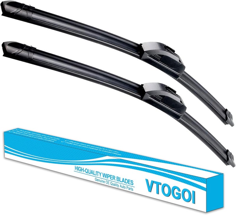 VTOGOI OEM Quality 21''+21'' Premium All-Season Auto Windshield Natural Rubber J-Hook Wiper Blades(Pack of 2) - Image 1