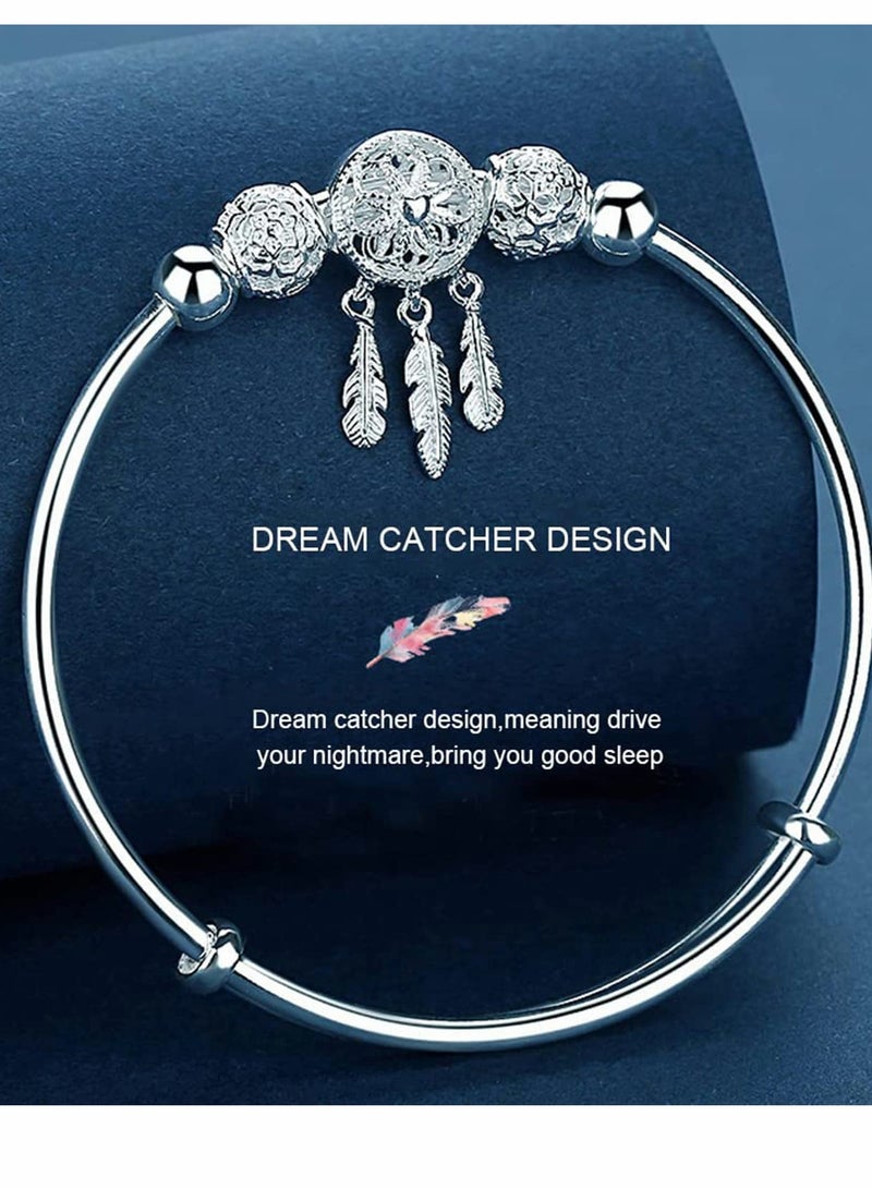 KASTWAVE Luxury Bracelet for Women, Silver Dream Catcher Tassel Feather Bracelet - Image 4