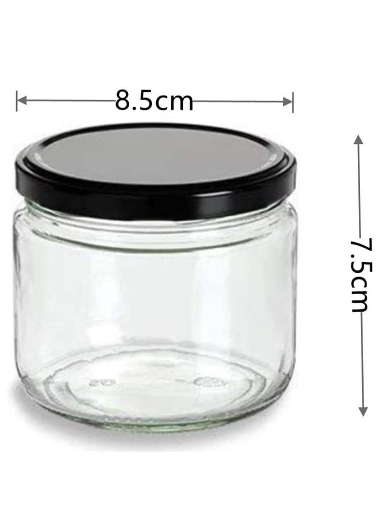 فوفو 12 قطعة من الجرار الزجاجية ذات الفم الواسع سعة 9 أونصة مع أغطية سوداء للمربى والجيلي والسالسا والتوابل السائبة والشموع - Image 2