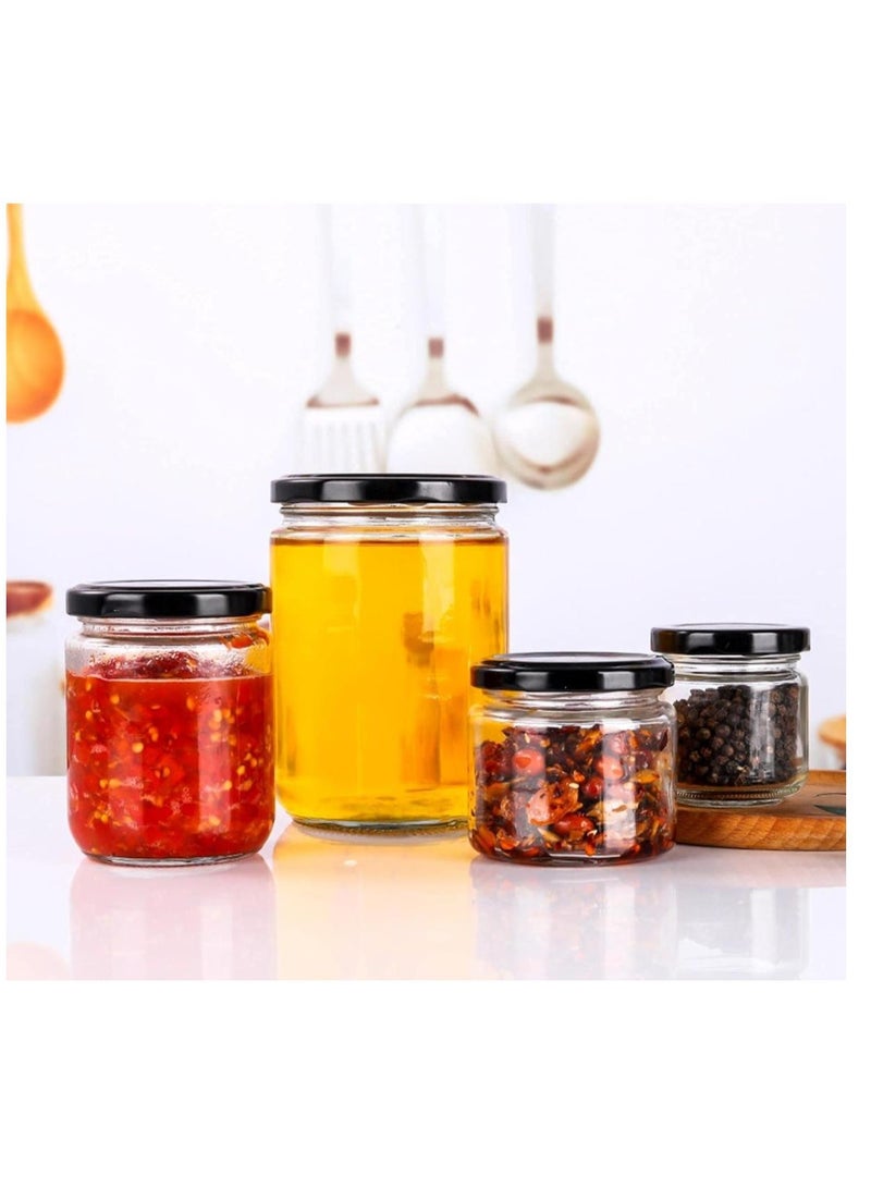 فوفو 12 قطعة من الجرار الزجاجية ذات الفم الواسع سعة 9 أونصة مع أغطية سوداء للمربى والجيلي والسالسا والتوابل السائبة والشموع - Image 5