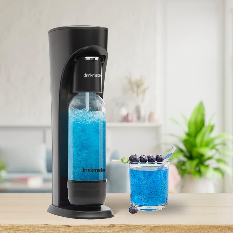 DrinkMate Sparkling Water and Soda Maker, Carbonates ANY Drink, Includes One 1L and One 0.5L Re-usable BPA-free Carbonating Bottles, 60L CO2 Cylinder and Patented Fizz Infuser, Matte Black - Image 2