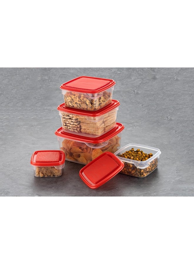 Clazkit طقم حاويات تخزين بلاستيكية مربعة من كلزكيت للمطبخ | خالية من BPA ومقاومة للتسرب من مادة غذائية متعددة الألوان | مجموعة من 5-3000 مل | 2000 مل | 1200 مل | 700 مل | 450 مل - Image 2