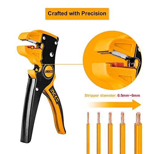 INGCO Wire Stripper, 2 in 1 Cable Wire Stripper with Cutter, 0.5mm~6mm Stripper diameter Wire Stripping Tool for Flat Ribbon Cable Wire Electrical Automotive Repair - Image 4
