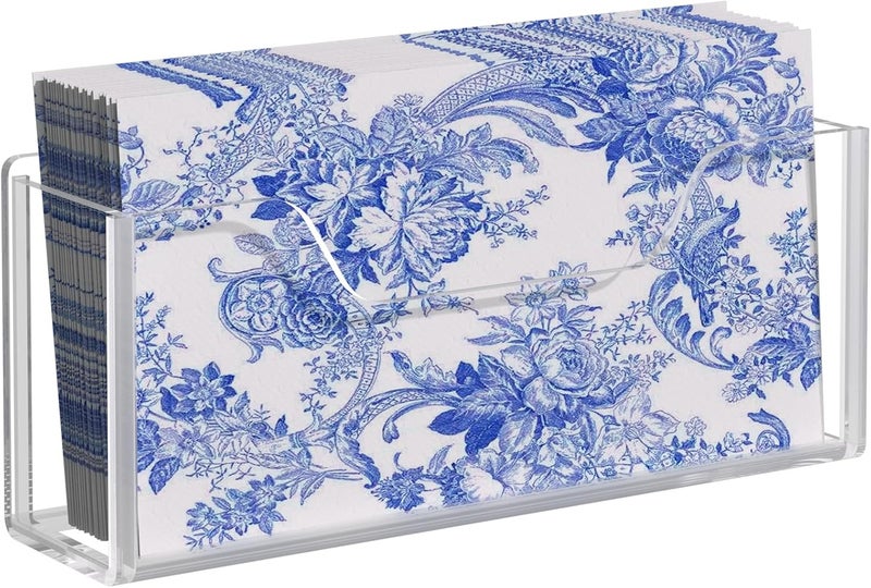 PITBVO Napkin Holder, Clear Acrylic Guest Paper Towel Holder for Bathroom Washbasin Side, Vertical Square Disposable Hand Towel Paper Waterproof Lucite Holder for Kitchen Hotel Restaurant Use - Image 1