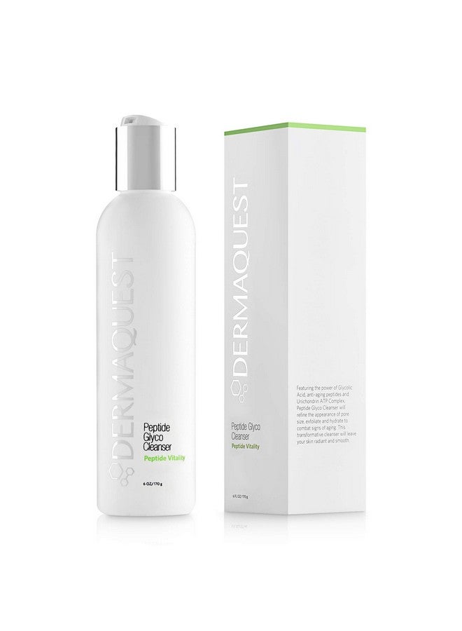 ديرما كويست منظف ديرماكويست ببتيد فيتاليتي الكريمي ببتيد جليكو - غسول مقشر للوجه بحمض الجليكوليك بنسبة 15% - منظف للمسام - منظف للوجه للنساء والرجال - يزيل الخطوط الدقيقة والتجاعيد (6 أونصة) - Image 1