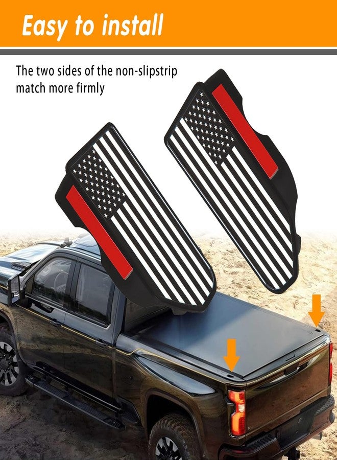 ijuicy 2 PCS Truck Bed Rail Stake Pocket Cover, American Flag Pattern Stake Pocket Covers, Truck Bed Accessories Compatible with 2019-2024 Chevy Silverado/GMC Sierra 1500 2500HD 3500HD (Black&White) - Image 2