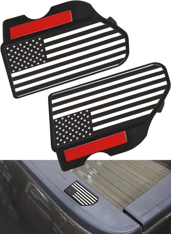 ijuicy 2 PCS Truck Bed Rail Stake Pocket Cover, American Flag Pattern Stake Pocket Covers, Truck Bed Accessories Compatible with 2019-2024 Chevy Silverado/GMC Sierra 1500 2500HD 3500HD (Black&White) - Image 1