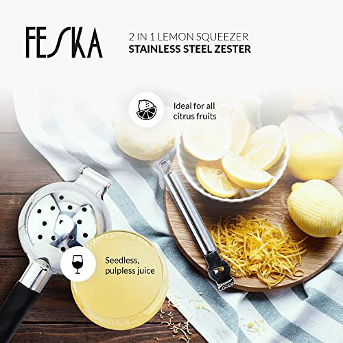FESKA Stainless Steel Lemon Squeezer - Premium Citrus Juicer - Lime Squeezer for Seedless Juicing - Stainless Steel Hand Juicer 2 pcs - Easy to Wash Lemon Press - Image 4
