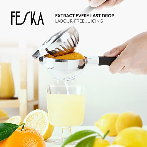 FESKA Stainless Steel Lemon Squeezer - Premium Citrus Juicer - Lime Squeezer for Seedless Juicing - Stainless Steel Hand Juicer 2 pcs - Easy to Wash Lemon Press - Image 3