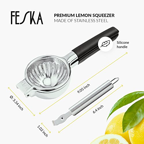 FESKA Stainless Steel Lemon Squeezer - Premium Citrus Juicer - Lime Squeezer for Seedless Juicing - Stainless Steel Hand Juicer 2 pcs - Easy to Wash Lemon Press - Image 2