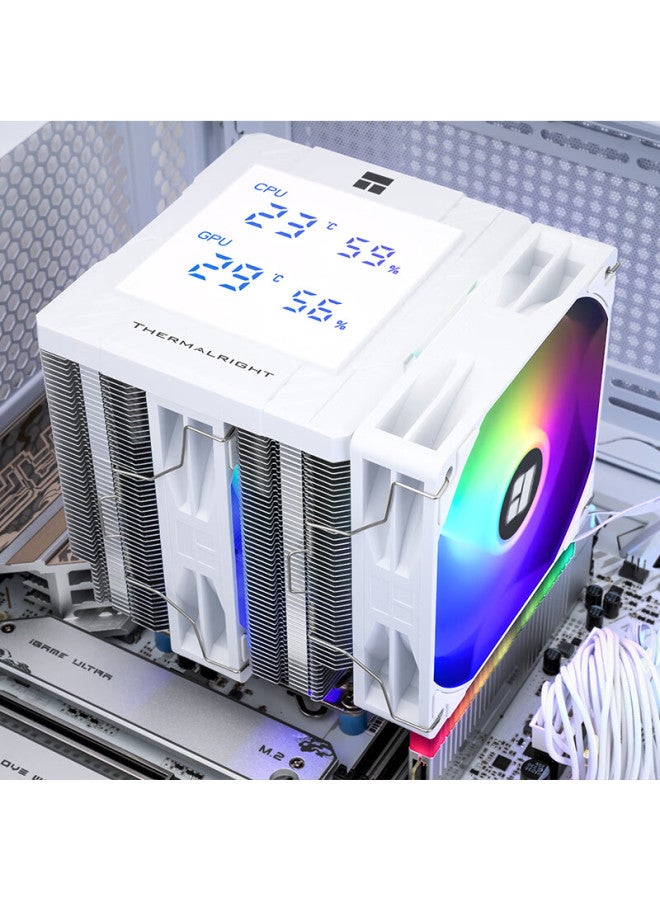 Thermalright مبرد الهواء ثيرمالرايت بييرليس أسيassin 120 ديجيتال أرجب أبيض مع شاشة LCD، ستة أنابيب حرارية، برج مزدوج، مبرد أبيض - Image 3