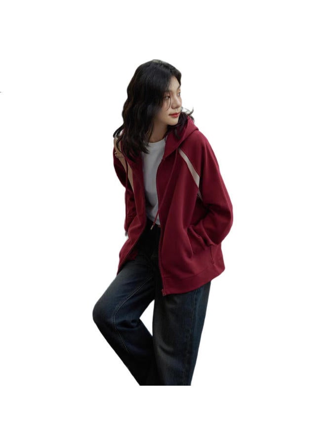 dme "Cotton Academy" Spring Simple Color Block Hooded Cardigan Casual Loose Comfortable Slimming Women'S Jacket - Image 3