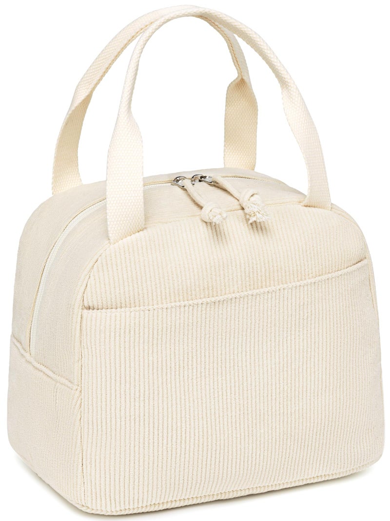 LEDAOU Lunch Box for Women Insulated Lunch Bag Corduroy Lunch Tote Bags Leakproof Cooler Lunch Case for Travel Work Picnic (Corduroy Solid Beige) - Image 1