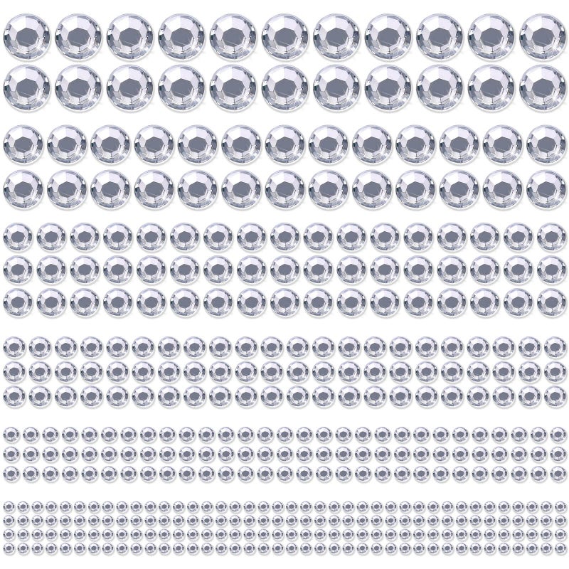 1980Pcs Self Adhesive Clear Rhinestones Stickers Shynek Stick on Rhinestone Gems face Jewels for Hair Face Makeup Crafts 6 Sizes