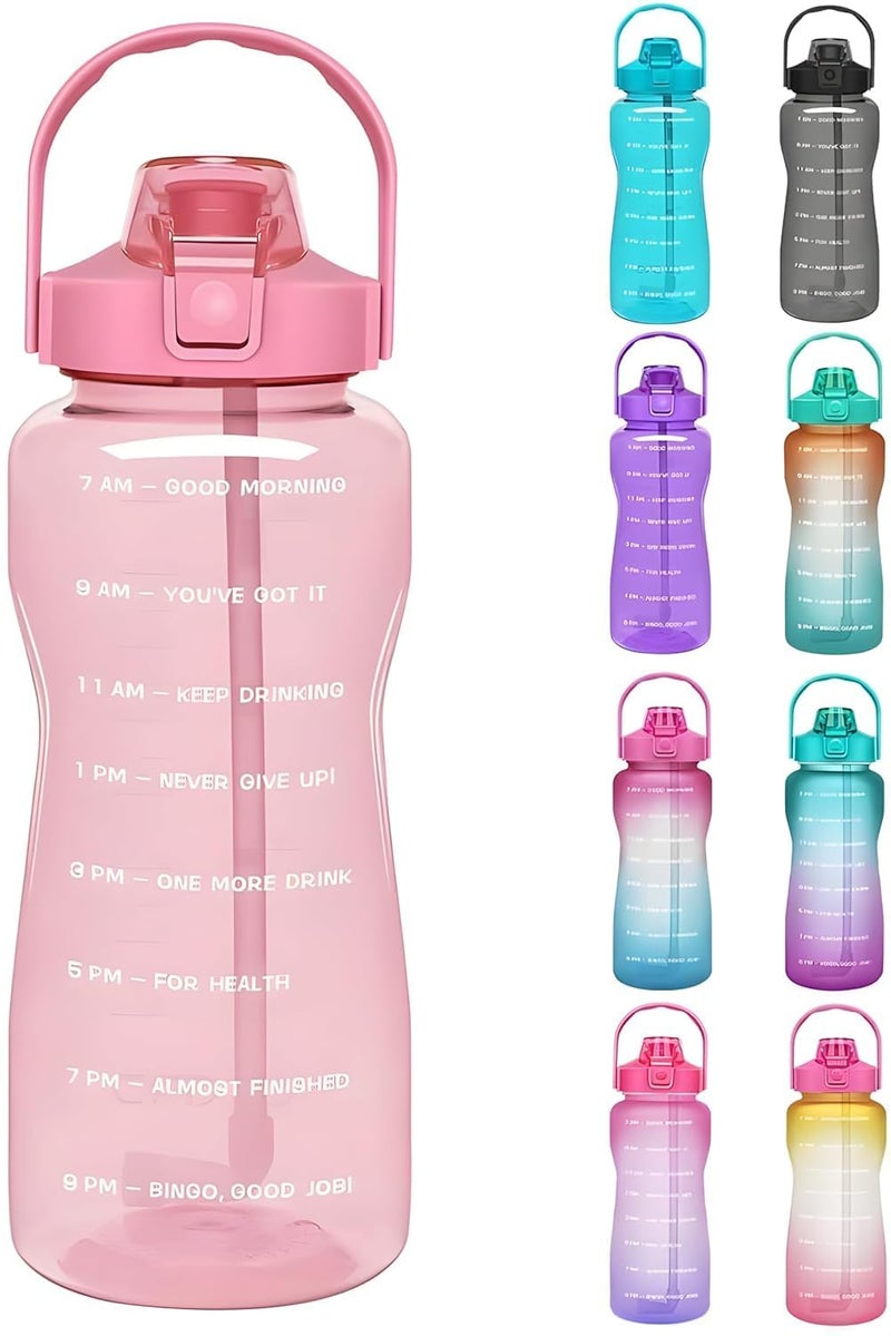 Runmay 2 Liter Motivational Timer Bottle Inspirational Hydration Tracker with Time Markers Daily Water Intake Reminder for Fitness and Wellness Large Capacity Exercise Water Bottle - Image 1