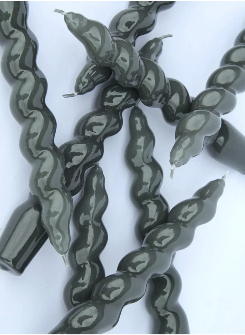 Maegen Spiral Taper Candle - Dark Grey