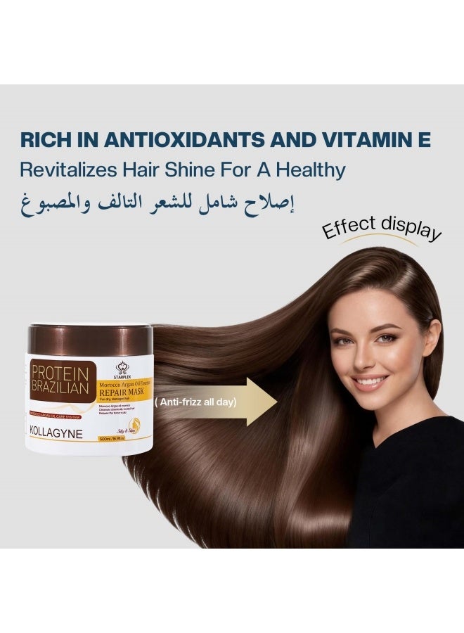 STARPLEX Repairing Hair Mask 500ml - Brazilian Protein & Kollagyn Collagen | Deep Nourishing & Strengthening | Salon Professional for Damaged Hair Women - Image 1
