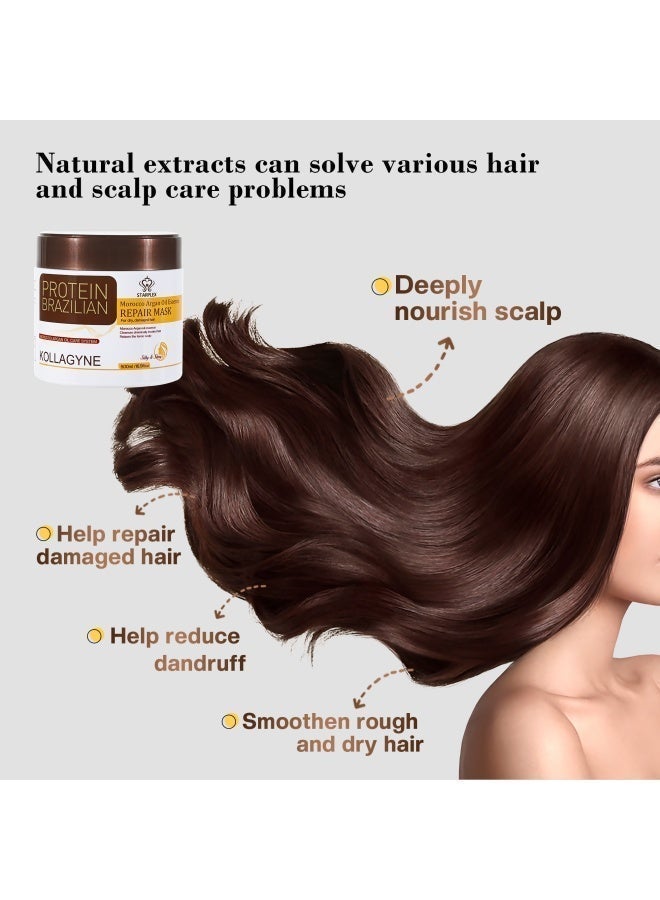 STARPLEX Repairing Hair Mask 500ml - Brazilian Protein & Kollagyn Collagen | Deep Nourishing & Strengthening | Salon Professional for Damaged Hair Women - Image 3