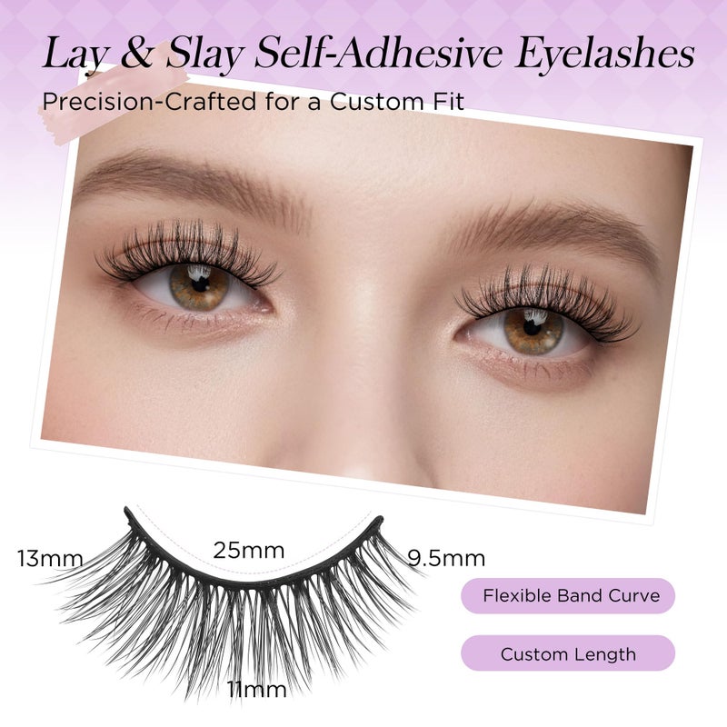 BEYELIAN Self Adhesive Eyelashes Natural Look, Pre Glued Wispy False Lashes No Glue Required, Faux Mink Eyelashes 5 Pairs ZCV-219 - Image 3