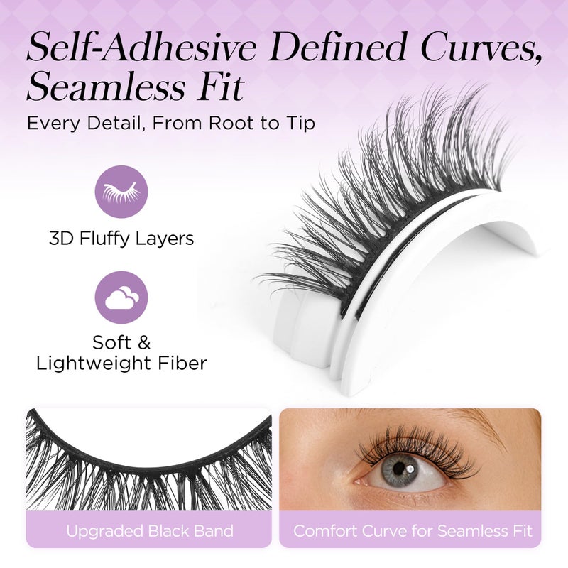 BEYELIAN Self Adhesive Eyelashes Natural Look, Pre Glued Wispy False Lashes No Glue Required, Faux Mink Eyelashes 5 Pairs ZCV-219 - Image 4