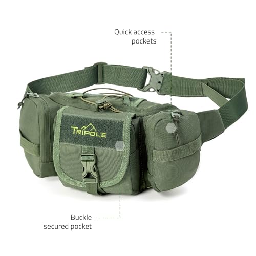 Tripole Tactical Waist Pack and Fanny Bag for Men & Women | Lightweight & Durable | for Travel, Hiking & Outdoor Use (Army Green) - Image 3