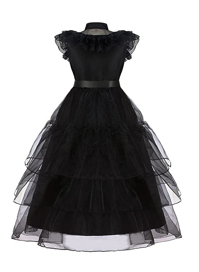 Loquat 2 Piece Set Wednesday Addams Dress Costume Party Performance Show  Party Outfit For Girls - Image 2