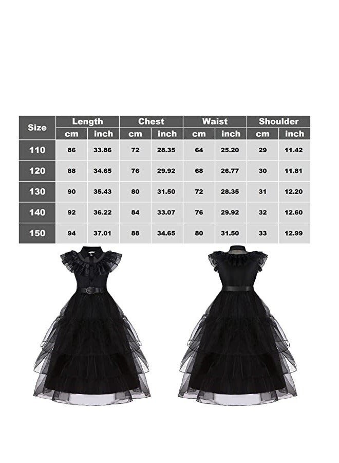 Loquat 2 Piece Set Wednesday Addams Dress Costume Party Performance Show  Party Outfit For Girls - Image 4