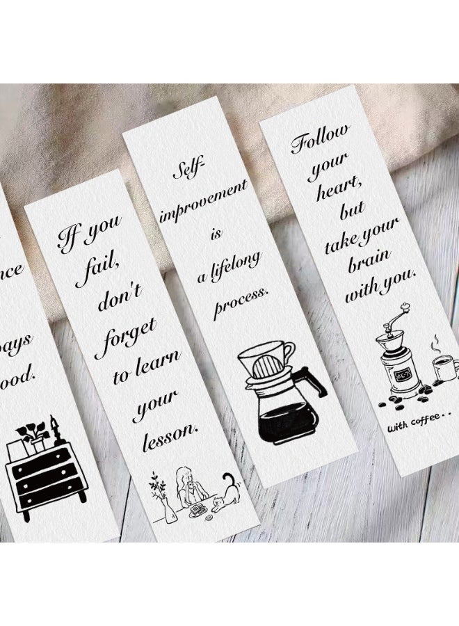 30 قطعة من العلامات المرجعية الملهمة والتحفيزية للقراءة والدراسة والهدايا، علامات مرجعية باللونين الأبيض والأسود، إكسسوارات الكتب للقراء والمراهقين والطلاب ومحبي الكتب - Image 4