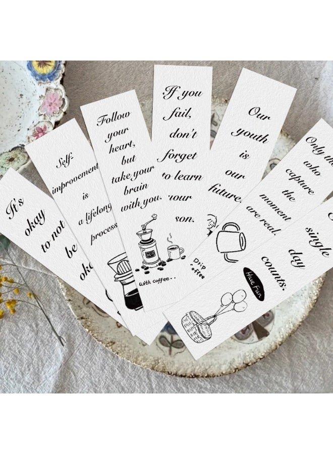 30 قطعة من العلامات المرجعية الملهمة والتحفيزية للقراءة والدراسة والهدايا، علامات مرجعية باللونين الأبيض والأسود، إكسسوارات الكتب للقراء والمراهقين والطلاب ومحبي الكتب - Image 5