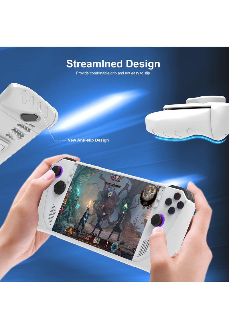 Asus Rog Ally 7" 2023 Full Protective Case - Detachable Front Shell, Kickstand, Non-Slip & Scratch-Resistant, Frosted Design (White) - Image 2