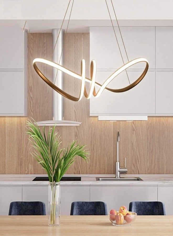 SINOMAN Loop LED Hanging Chandelier Light Golden Finish Modern Decorative Pendant Ceiling Lighting Fixture Energy Saving Acrylic Spiral Ring Design Warm White Glow for Home & Office Décor - Image 4