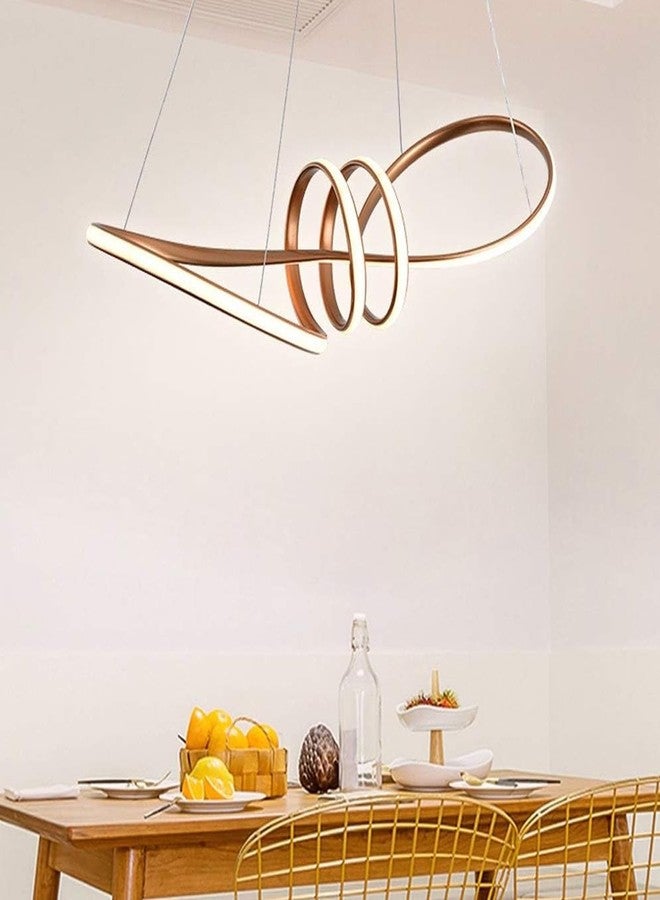 SINOMAN Loop LED Hanging Chandelier Light Golden Finish Modern Decorative Pendant Ceiling Lighting Fixture Energy Saving Acrylic Spiral Ring Design Warm White Glow for Home & Office Décor - Image 3