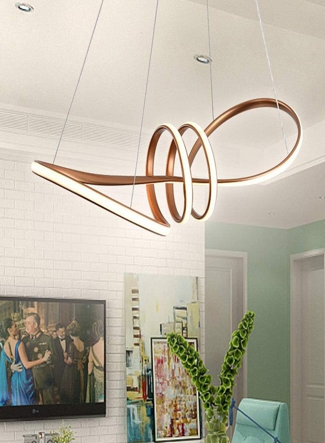 SINOMAN Loop LED Hanging Chandelier Light Golden Finish Modern Decorative Pendant Ceiling Lighting Fixture Energy Saving Acrylic Spiral Ring Design Warm White Glow for Home & Office Décor - Image 2