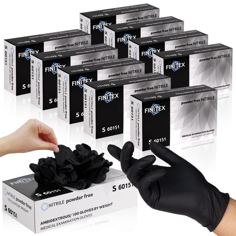 FINITEX - Black Nitrile Disposable Gloves, Exam Gloves, Powder-free, Latex-free, 3mil, 1000PCS (Medium) - Image 1