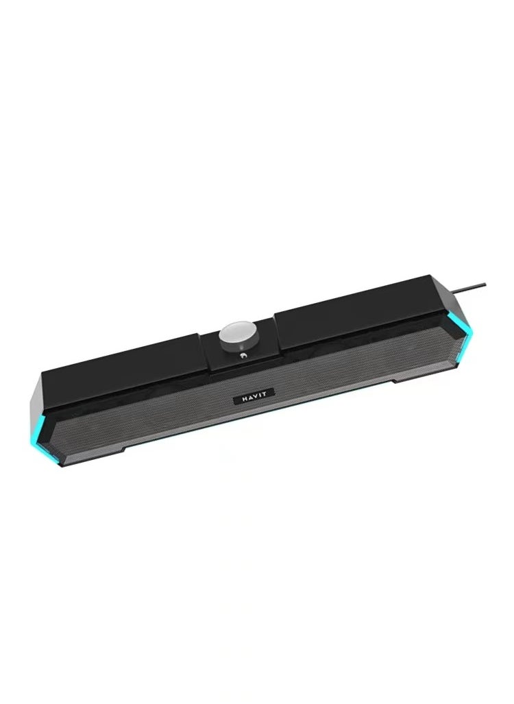 هافيت - مكبرات صوت سطح المكتب، صوت الألعاب مع صوت ستيريو، تأثير إضاءة RGB المتدفق، مقبض مستوى الصوت - Image 1
