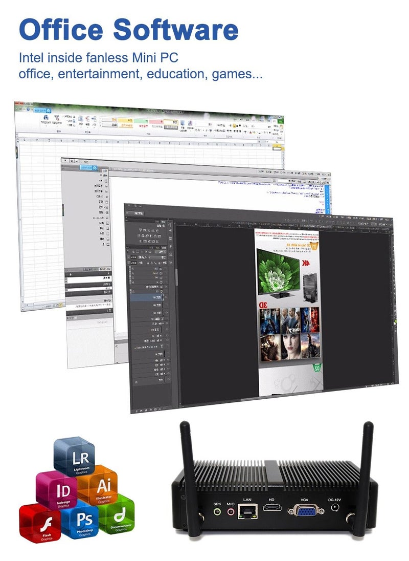 Generic - Mini PC Intel Core i3-7167U, Processor 2.8 Ghz, Windows 10 Home Mini Desktop Computer With Hdmi,Vga,Rj45 Port, 8Gb Ram ddr4, 256Gb ssd, Gigabit Ethernet Dual Band Wifi Bluetooth,4K HD - Image 1