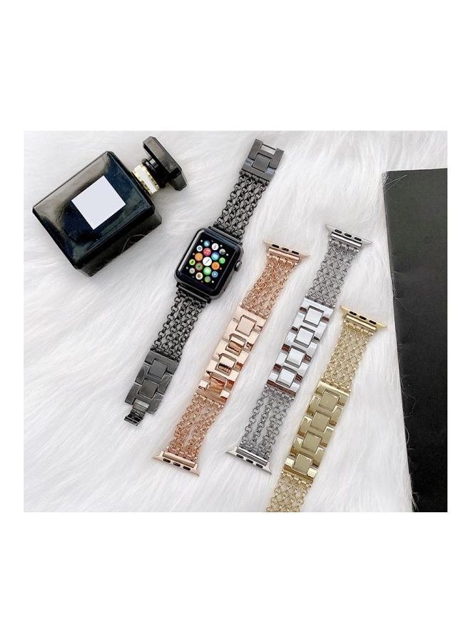 NIBEMINENT Creative Chain Stainless Steel Strap For Apple Watch Series 7/6/SE/5/4/3/2/1 42/44/45mm Black - Image 2