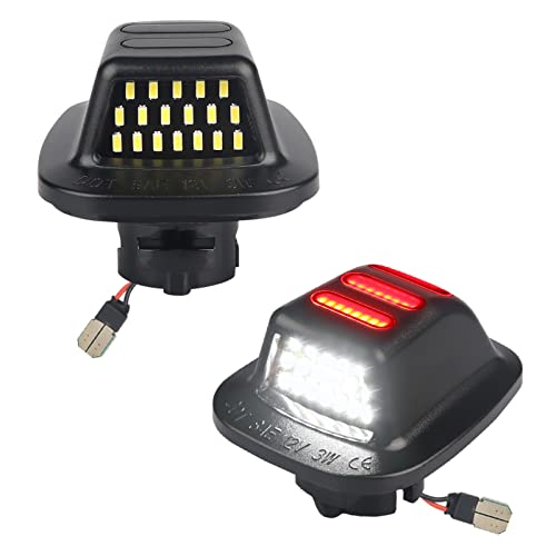 MbuyDIY LED License Plate Light Lamp with Red OLED Neon Tube Compatible with Chevy K1500 C1500 1988-1999, Silverado Sierra 1988-1998, Tahoe Yukon Suburban S10 Black housing 6000K White, Pack of 2 - Image 1