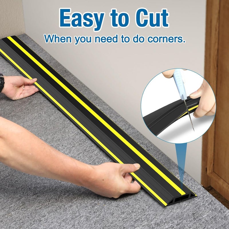 Eapele 10 ft Floor Cable Cover Protector, Heavy Duty PVC Duct Easy to Unroll, Prevent Trip Hazard for Home Office or Outdoor Settings - Image 4
