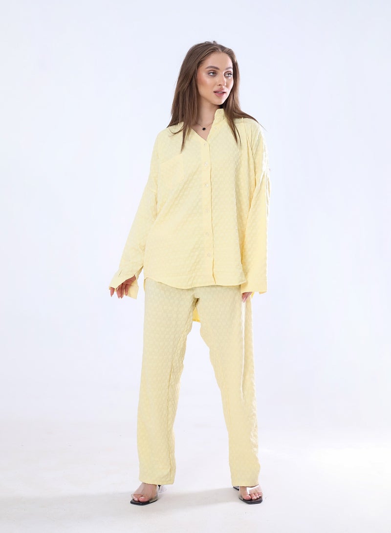 BEBO Women's Solid Long Sleeve Pants Set Free Size Fits Approximately 60-85kg_yellow  - Image 1