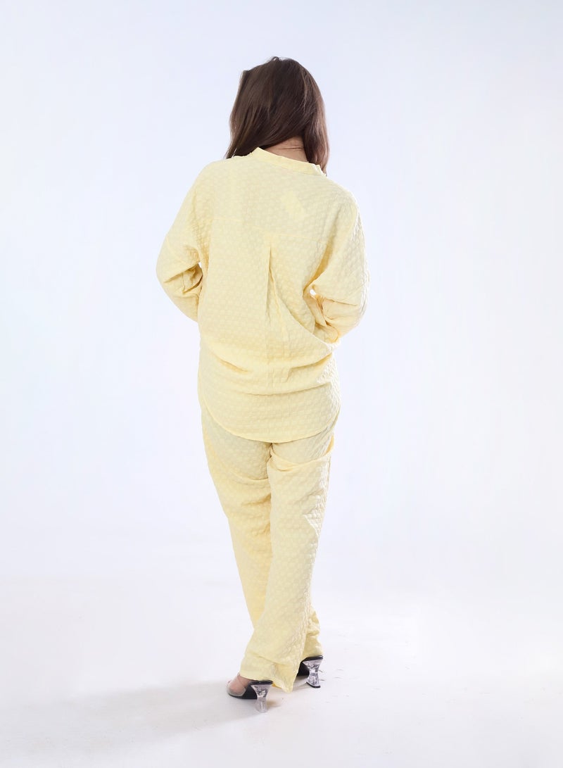 BEBO Women's Solid Long Sleeve Pants Set Free Size Fits Approximately 60-85kg_yellow  - Image 2