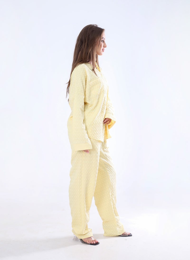 BEBO Women's Solid Long Sleeve Pants Set Free Size Fits Approximately 60-85kg_yellow  - Image 4