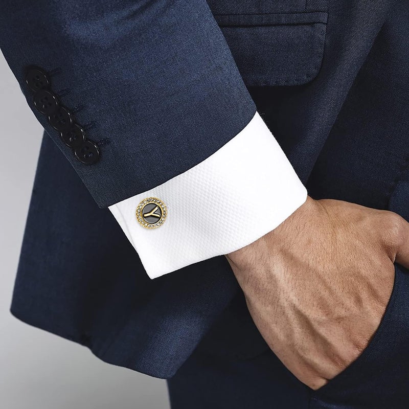 HAWSON A-Z Initial Cufflinks for Men and Women with Clear Crystal, Gold Silver Color Rasied Letter A-Z Cuff Links for French Shirt, Gift for Normal and Business Wearing - Image 2