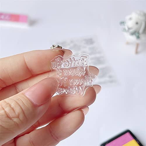 AHTOLS Spring Rain Flowers Greeting Words Clear Stamps with Sentiments, Blessing Words Pattern Rubber Silicone Transparent Seal Stamps for Holiday Card Making Decoration and DIY Scrapbooking Album DIY Crafts - Image 4