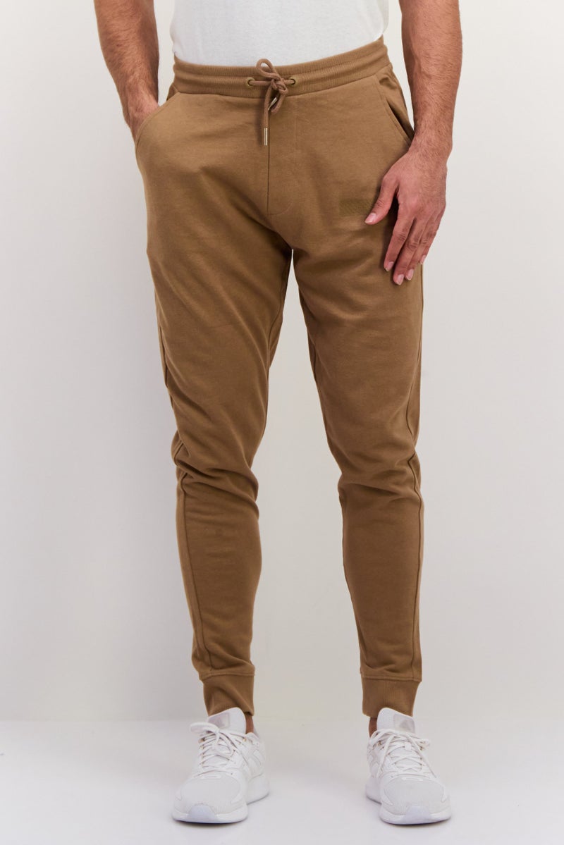 Gazzarrini Men Solid Drawstring Jogger Pants, Brown - Image 1